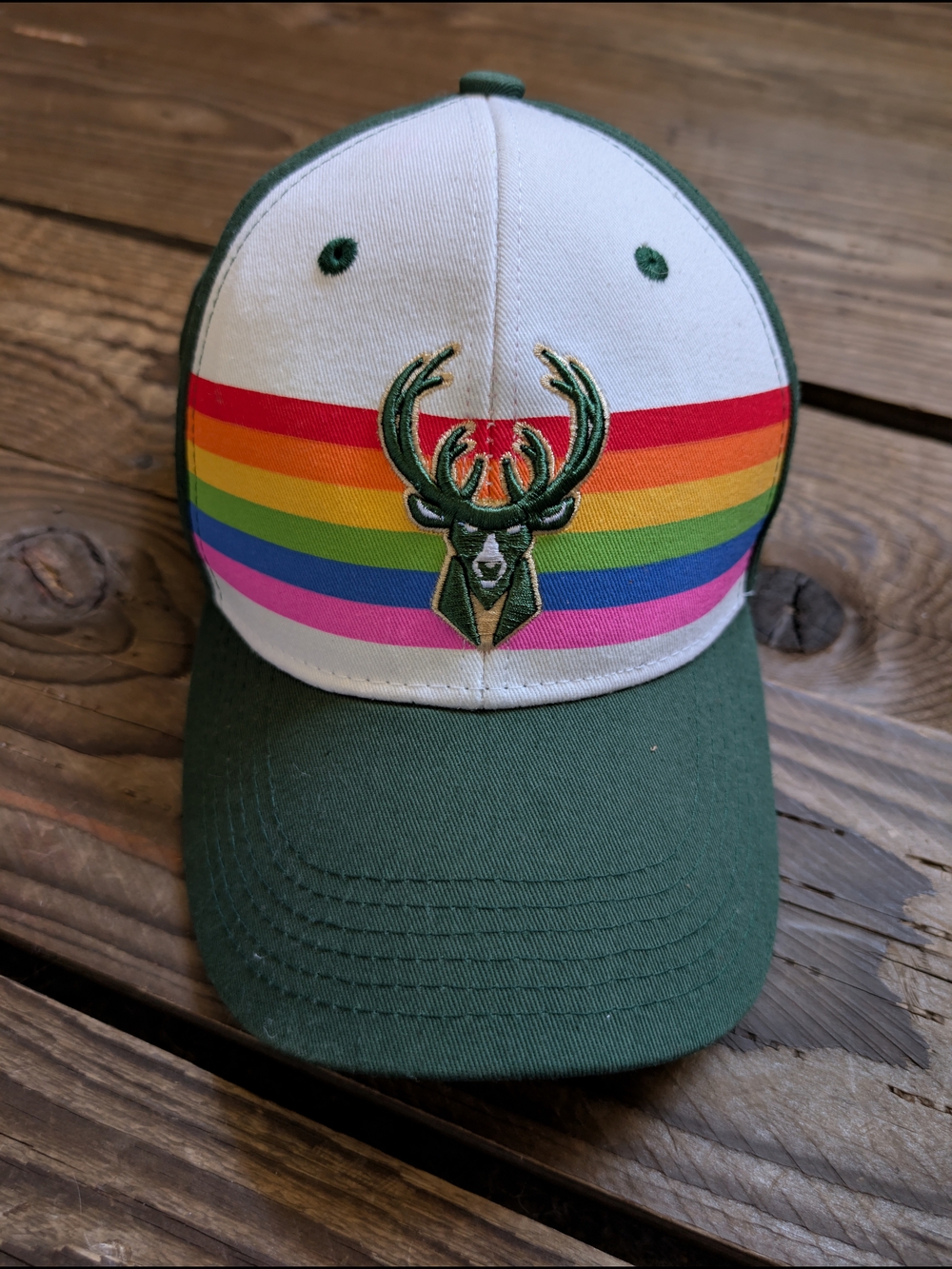 Bucks Wisconsin Dark Green Cap with Rainbow Accent